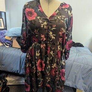 Torrid semi sheer high low button up Top